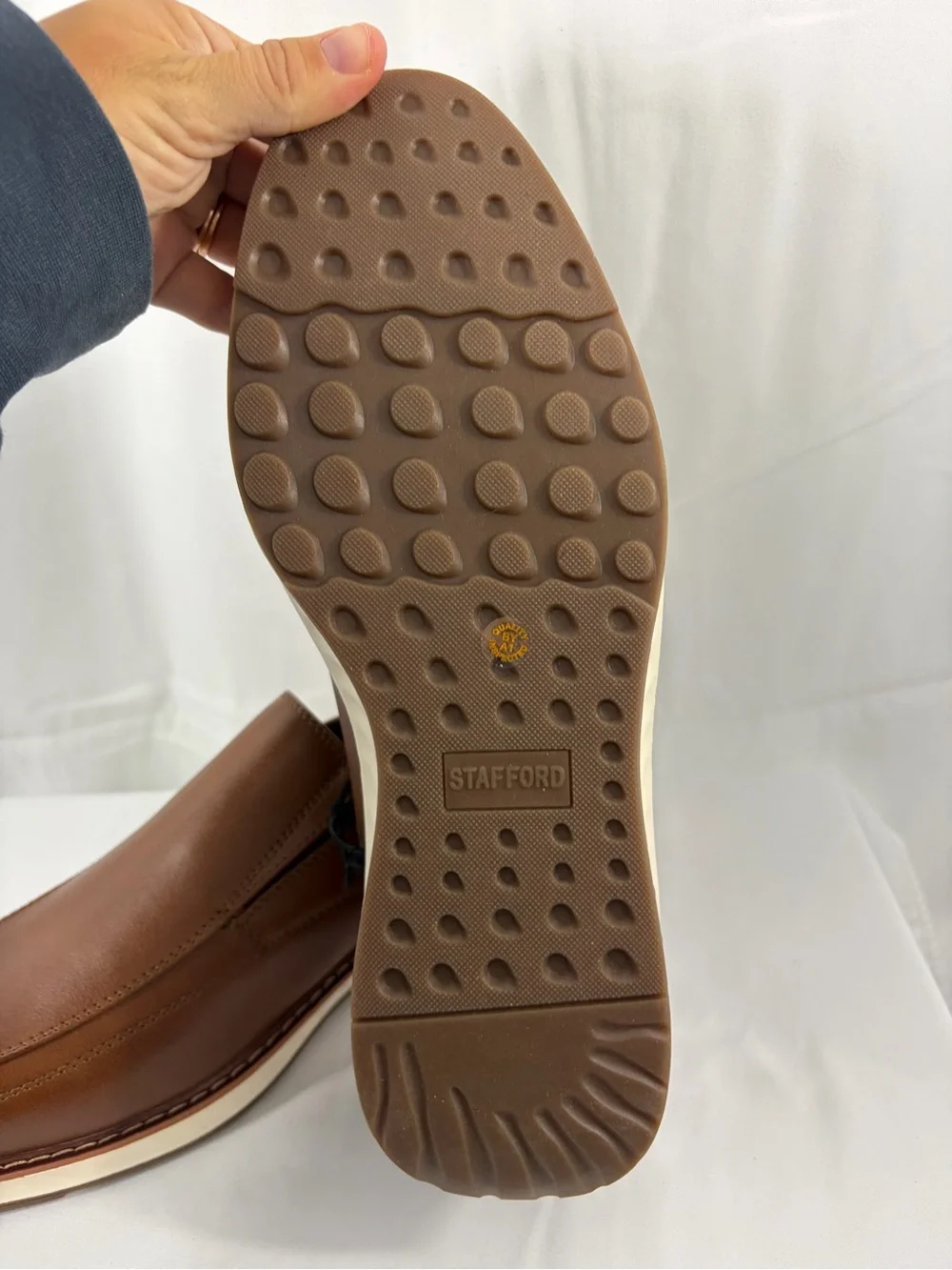 NWT Stafford Men's Size 7 Brown Slip-On Leather Dress Shoes